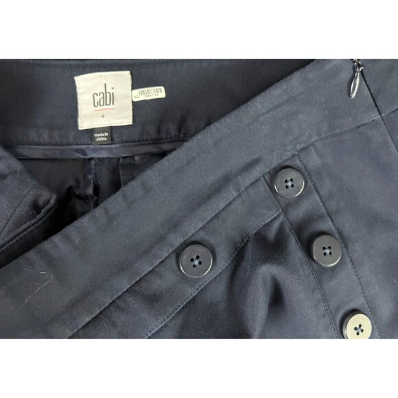 CAbi Mariner Trouser Dress Pants Size 4 Sailor Buttons Side Zip Stretch Navy - Picture 7 of 11